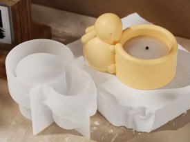 Molde silicona conejito con portavelas 